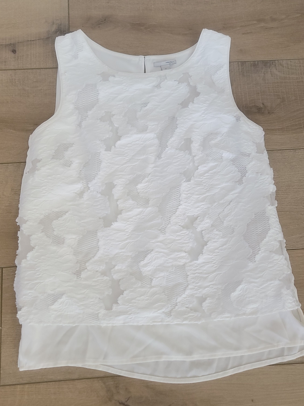 Halogen Nordstrom Ivory Cloud Lace Mixed Media Blouse XS